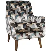 Nielsen Lounge Accent Chair in Escher Geometric Beige Multicolor Fabric