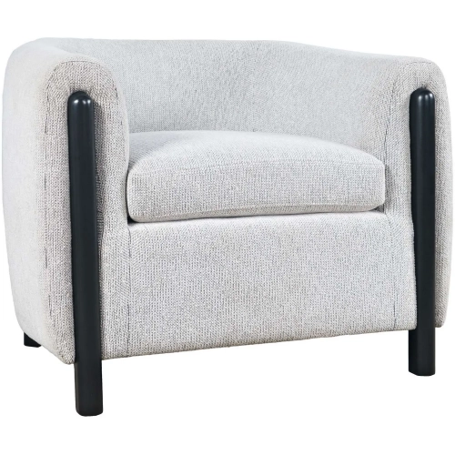 Finn Barrel Accent Chair in Black Exposed Wood & Neutral Textured Fabric