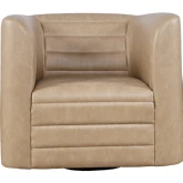 GT Sport Swivel Accent Chair in Channel Tufted Sand Tan Vegan Leather