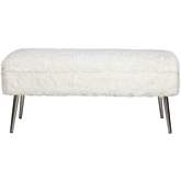 Huggy Storage Bench in Natural Plush Faux Fur & Metal