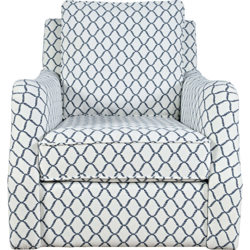 Kennedy Carter Swivel Accent Chair in Navy Blue Rope Fabric