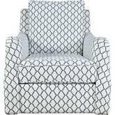 Kennedy Carter Swivel Accent Chair in Navy Blue Rope Fabric