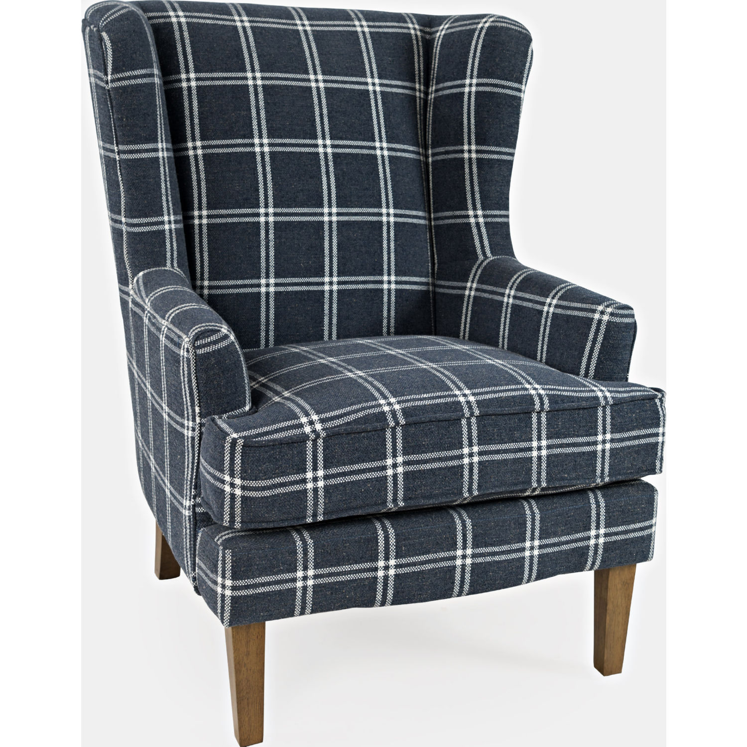 Jofran LACROIX-CH-NAVY Lacroix Accent Chair in Navy Blue Plaid