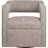Lexy Sculpted Curved Swivel Accent Chair in Chocolate Fabric