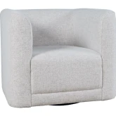 Lola Barrel Swivel Accent Arm Chair in Natural Beige Fabric