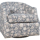 Lottie Accent Swivel Chair in Blue Floral Print Fabric