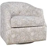 Lottie Cottage Barrel Accent Swivel Chair in Sand Tan Floral Fabric