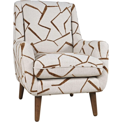 Nielsen Lounge Accent Chair in Lowry Geometric Neutral & Brown Fabric