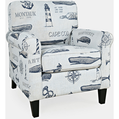 Seafarer Accent Chair in Natural Nantucket Cape Nautical Print