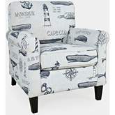 Seafarer Accent Chair in Natural Nantucket Cape Nautical Print