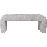 Sophia 47" Curved Bench in Grey Jacquard Fabric
