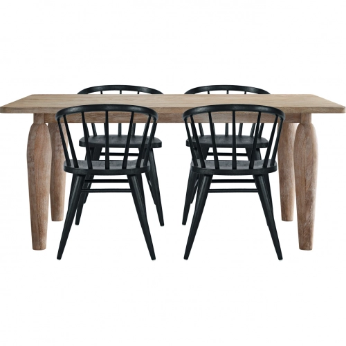 Spader 5 Piece Dining Set w/ Spindle Chairs in Distressed Black Finish