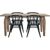 Spader 5 Piece Dining Set w/ Spindle Chairs in Distressed Black Finish