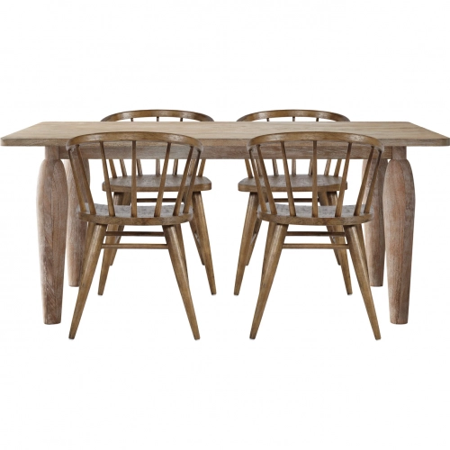 Spader 5 Piece Dining Set w/ Spindle Chairs in Distressed Chestnut Brown