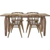 Spader 5 Piece Dining Set w/ Spindle Chairs in Distressed Chestnut Brown