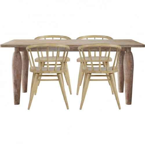 Spader 5 Piece Dining Set w/ Spindle Chairs in Distressed Natural Wood