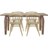 Spader 5 Piece Dining Set w/ Spindle Chairs in Distressed Natural Wood