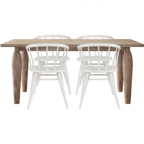 Spader 5 Piece Dining Set w/ Spindle Chairs in Distressed White Finish