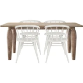 Spader 5 Piece Dining Set w/ Spindle Chairs in Distressed White Finish