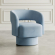 Sutton Split Back Curved Sculpture Swivel Accent Chair in Blue Fabric