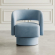 Sutton Split Back Curved Sculpture Swivel Accent Chair in Blue Fabric
