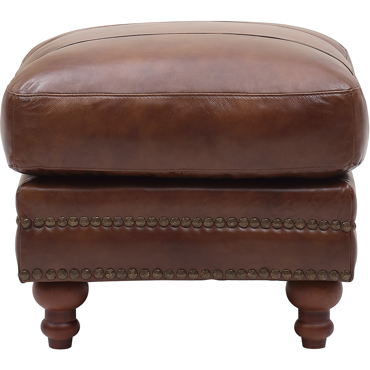 Leather Italia 16692239006618 Butler Ottoman in Brown Top Grain