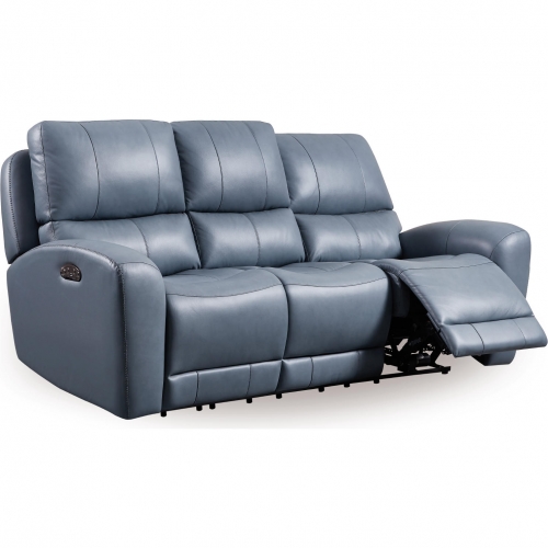 Bel Air Power Reclining Sofa in Blue Leather