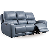 Bel Air Power Reclining Sofa in Blue Leather