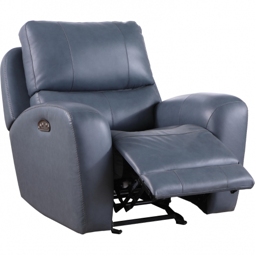 Bel Air Power Reclining Glider in Blue Leather