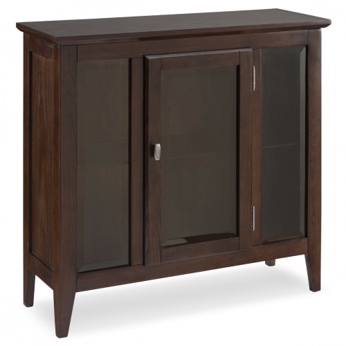 Chocolate Oak Entryway Curio Cabinet with Bronze Glass