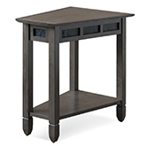 Smoke Grey Oak & Black Slate Wedge Accent Table