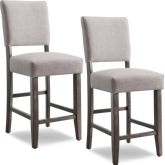 Counter Height Stool in Grey Wash Wood with Heather Grey Fabric (Set of 2)