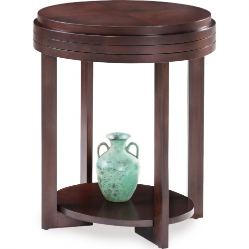 Oval End Table in Chocolate Cherry Finish with Diamond Match Top