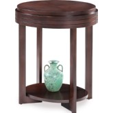 Oval End Table in Chocolate Cherry Finish with Diamond Match Top