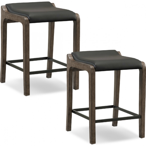 Graystone Fastback Counter Stool with Black Leatherette Seat (Set of 2)