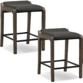 Graystone Fastback Counter Stool with Black Leatherette Seat (Set of 2)