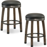 Graystone Cask Stave Counter Stool w/ Black Leatherette Seat (Set of 2)