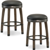 Graystone Cask Stave Counter Stool with Black Leatherette Seat (Set of 2)