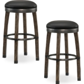 Graystone Cask Stave Bar Stool w/ Black Leatherette Seat (Set of 2)