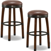 Sienna Cask Stave Counter Stool with Sable Leatherette Seat (Set of 2)