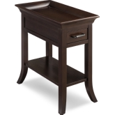 Traditional Cherry Tray Edge Chairside End Table with 1 Drawer in Chocolate Cherry