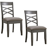 Double Cross Back Dining Chair in Graystone & Moss Heather Fabric (Set of 2)