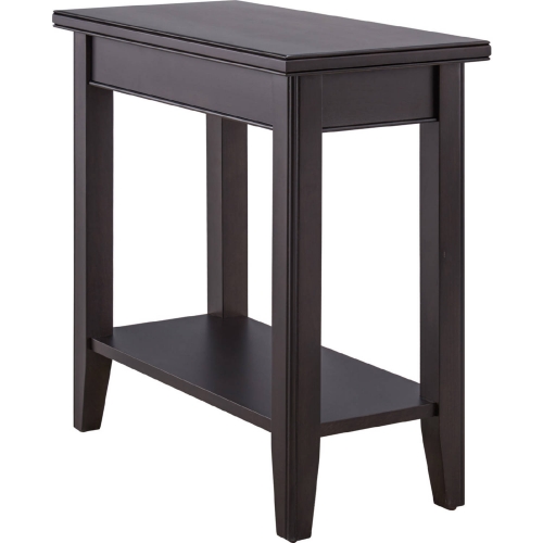 Laurent Narrow End Table with Shelf in Black Wood