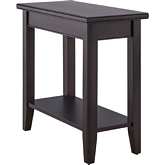 Laurent Narrow End Table with Shelf in Black Wood
