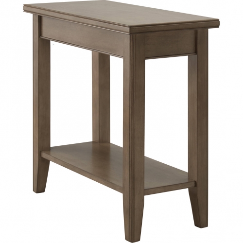Laurent Narrow End Table with Shelf in Smoke Gray Wood