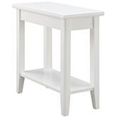 Laurent Narrow End Table with Shelf in White Wood