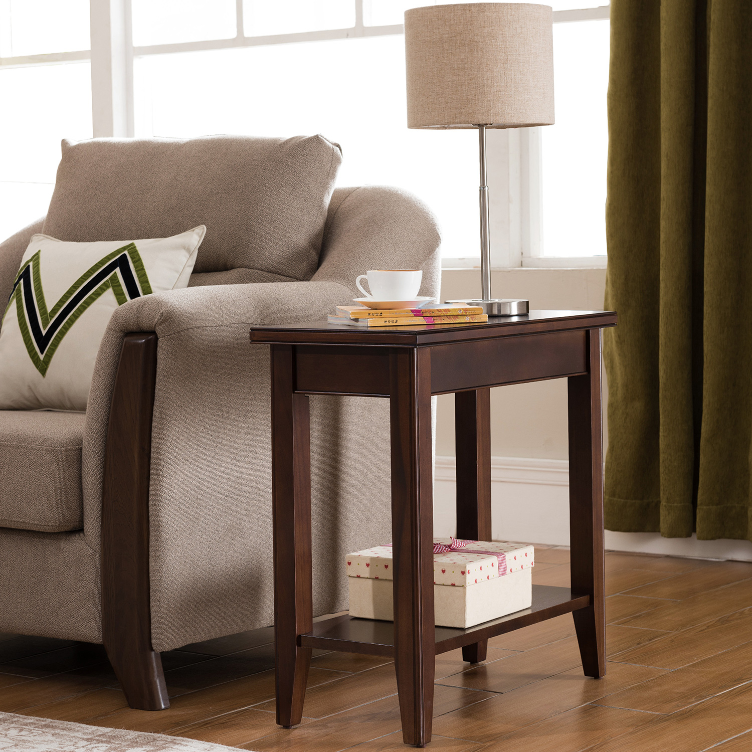 Leick 10505 Laurent Collection Narrow Chairside Table in Chocolate