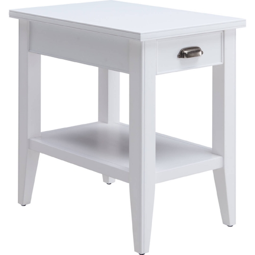 Laurent 1 Drawer Chair Side Table with Shelf in White Wood