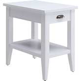 Laurent 1 Drawer Chair Side Table with Shelf in White Wood