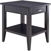 Laurent 1 Drawer End Table with Shelf in Black Wood